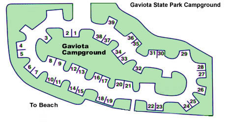 gaviota state beach camping map - gaviota state park campground map