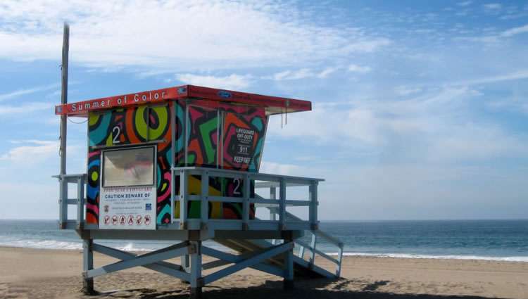 ZUMA BEACH, CALIFORNIA, USA - People on Zuma beach, public beach