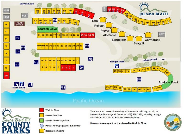 Jalama Beach Campground Map