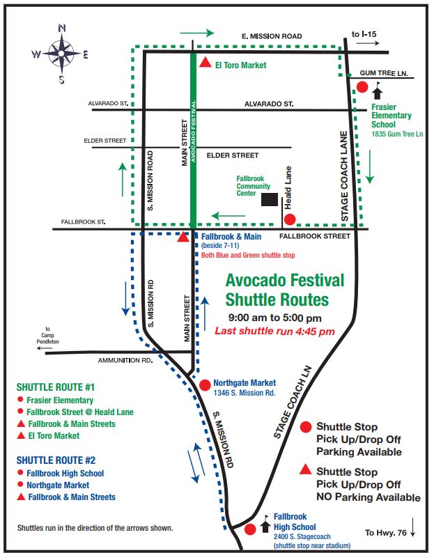 Fallbrook Avocado Festival Parking & Shuttle Map