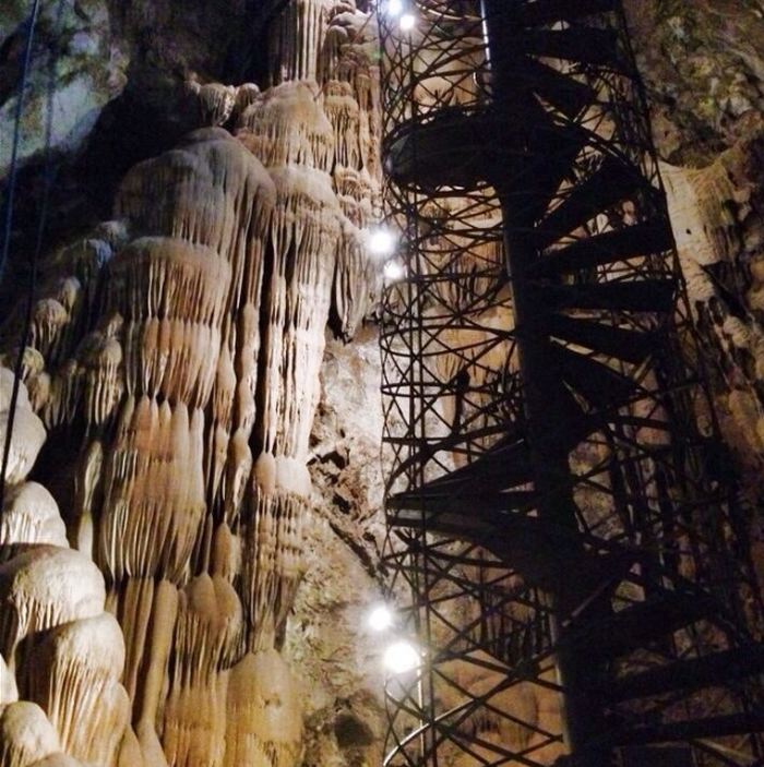 100-foot high spiral staircase