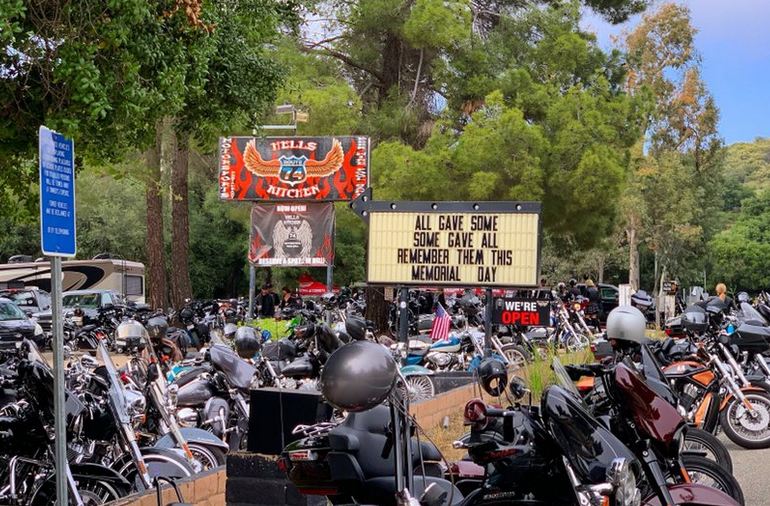 Holiday weekend biker crowd